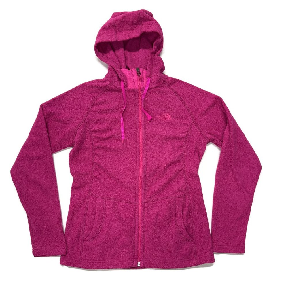 The North Face Mezzaluna Fleece Hoodie Women Small‎ Pink Full Zip Jacket